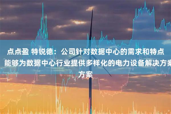 点点盈 特锐德：公司针对数据中心的需求和特点，能够为数据中心行业提供多样化的电力设备解决方案