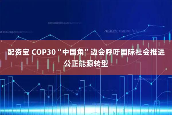 配资宝 COP30“中国角”边会呼吁国际社会推进公正能源转型