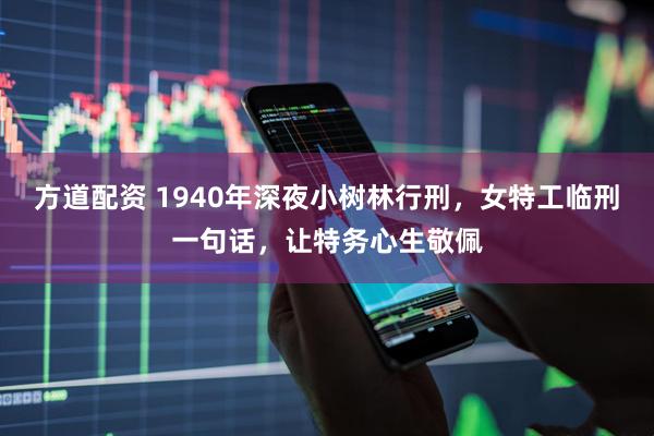 方道配资 1940年深夜小树林行刑，女特工临刑一句话，让特务心生敬佩